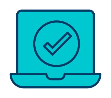 Dizüstü bilgisayardaki işaret simgesini kontrol et, vektör illüstrasyonuName 