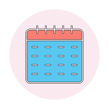 Takvim düzlüğü simgesi, vektör illüstrasyonu 