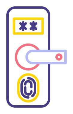 Parmak izi Kapı Koruma Simgesi Vektör İllüstrasyonu