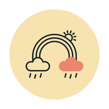 Bulutlu gökkuşağı ve güneş vektörü çizimi