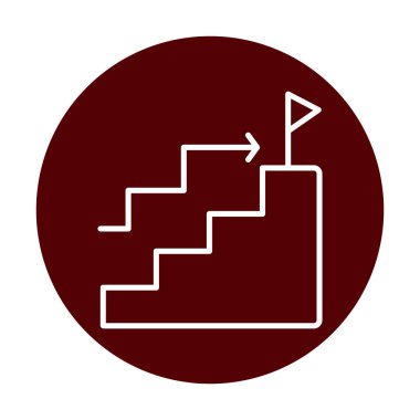 Hedef başarı vektör simgesi. Merdivenler ve bayrak illüstrasyon sembolü.  