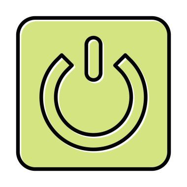 Güç düğmesi simgesi. İnce çizgi çizimi. vektör simgesi beyazda izole edildi