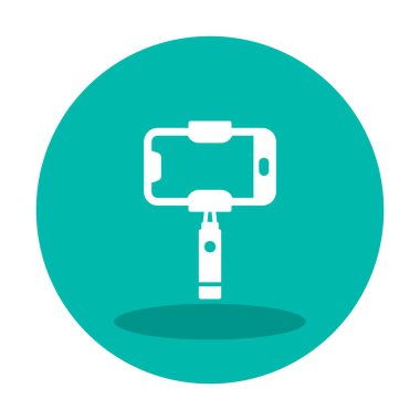 Akıllı telefon web simgesi, vektör illüstrasyonlu selfie çubuğu 