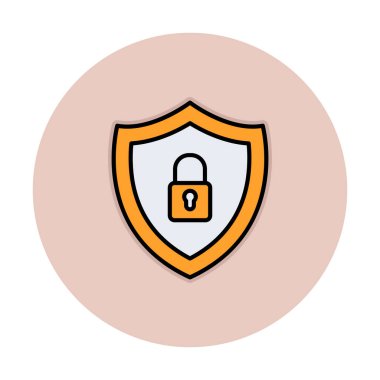 Güvenlik kalkanı düz simgesi, vektör illüstrasyonu 