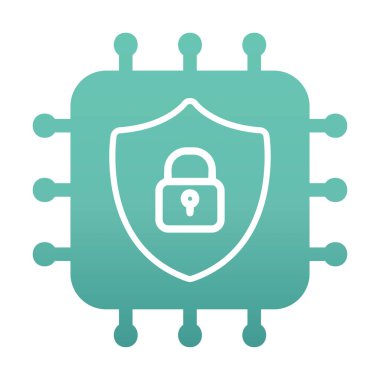 Basit Cpu simgesi, vektör illüstrasyonu