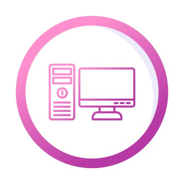 masaüstü bilgisayar simgesi tasarımı, düz işaret, vektör ve illüstrasyon