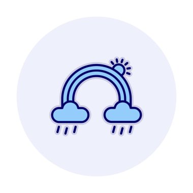 Bulutlu gökkuşağı ve güneş vektörü çizimi