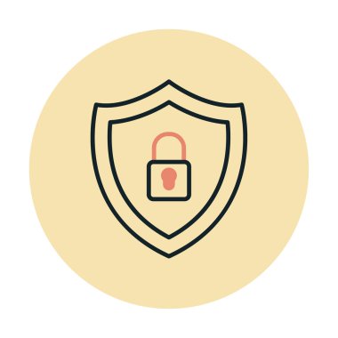 Güvenlik kalkanı düz simgesi, vektör illüstrasyonu 