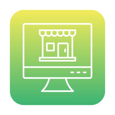 dükkan, Online Shop konsepti, vektör illüstrasyon tasarımı olan bilgisayar ekranı