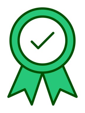 Onaylanmış madalya simgesi, vektör illüstrasyonu.