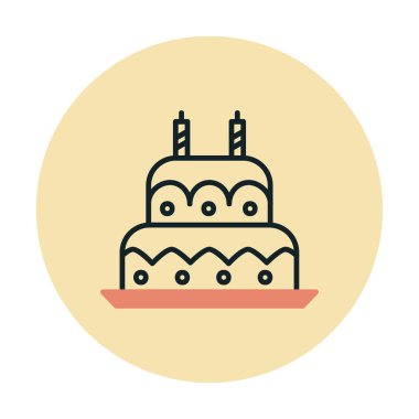 Mumlu doğum günü pastası. Web simgesi vektör illüstrasyonu