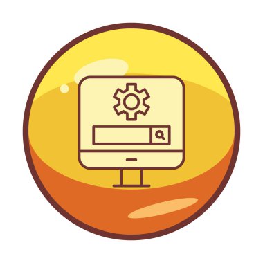 Beyaz arkaplanda Bilgisayar Arama Motoru vektör çizimi