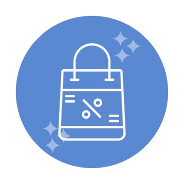 İndirim ve alışveriş çantası vektör çizgisi simgesi, satış konsepti                       