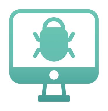 Bilgisayar monitöründe anti virüs. Web simgesi basit tasarım