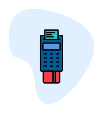 Pos Terminal Düz Simgesi Beyaz Arkaplanda