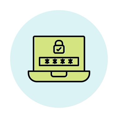 Bilgisayar ekranında parola. Web simgesi basit illüstrasyon