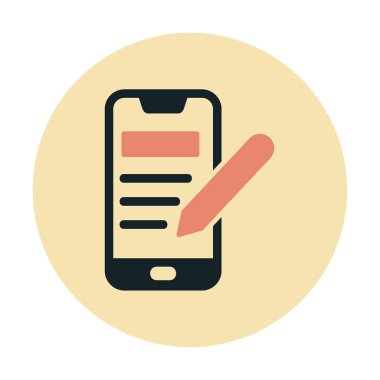 Beyaz arkaplanda not defteri simgesi olan akıllı telefon 