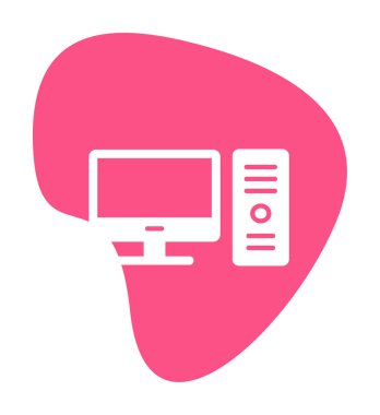 masaüstü bilgisayar simgesi tasarımı, düz işaret, vektör ve illüstrasyon