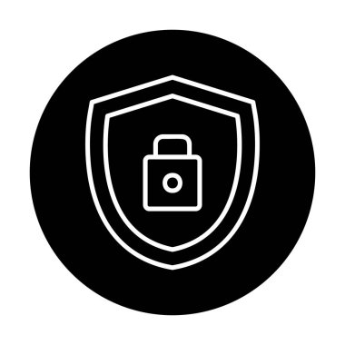 asma kilit simgesi ve vektör illüstrasyonlu kalkan