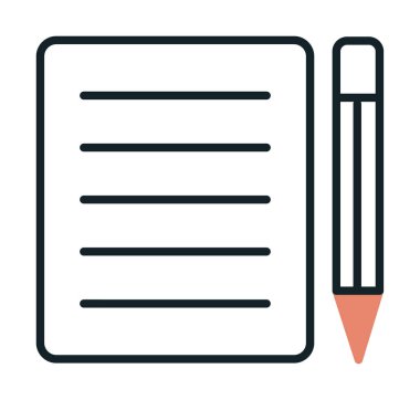 Basit Not Defteri simgesi, vektör illüstrasyonu