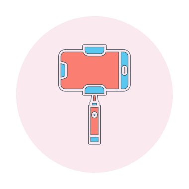 Akıllı telefon web simgesi, vektör illüstrasyonlu selfie çubuğu 