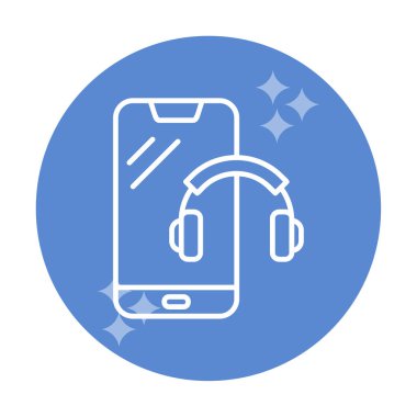 Kulaklık simgesi illüstrasyonlu akıllı telefon