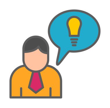 Fikri olan iş adamı, ampul ikonu vektör illüstrasyonu