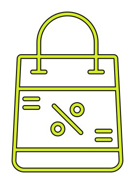 İndirim ve alışveriş çantası vektör çizgisi simgesi, satış konsepti                       