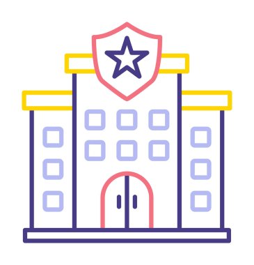 Polis karakolu simgesi, vektör illüstrasyonu basit tasarım