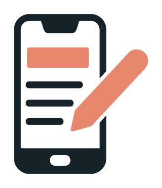 Beyaz arkaplanda not defteri simgesi olan akıllı telefon 