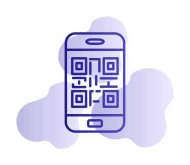 Akıllı telefon ekranındaki qr kodu beyaz arkaplanda izole edilmiş