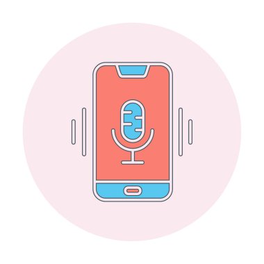 Beyaz arkaplan üzerinde Mobil Ses Yardımcı Vektör çizimi