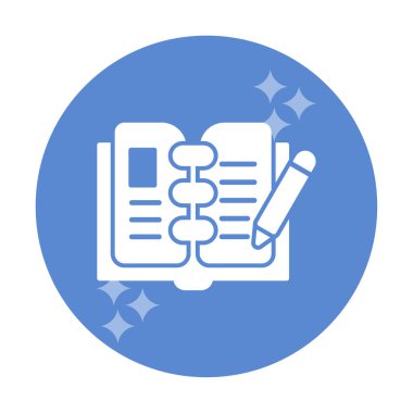 açık kitap ve kalem simgesi, vektör illüstrasyonu 