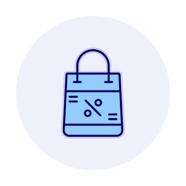 İndirim ve alışveriş çantası vektör çizgisi simgesi, satış konsepti                       