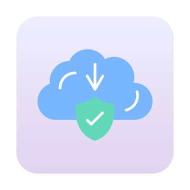 Basit Bulut İndirme simgesi, vektör illüstrasyonu