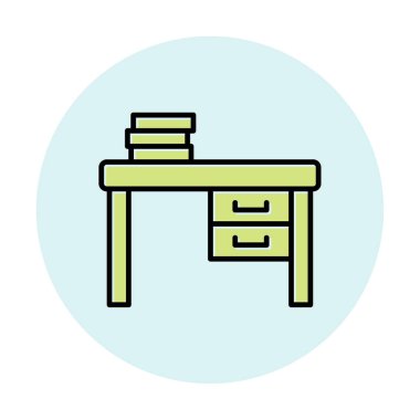 Çalışma masası simgesi, vektör illüstrasyonu basit tasarım