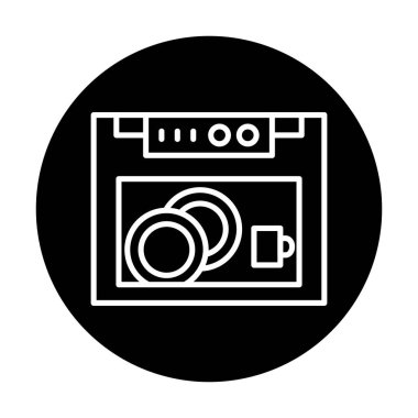 Bulaşık makinesi düz simgesi. Vektör çizim