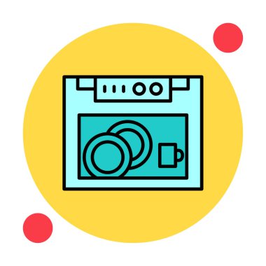 Bulaşık makinesi düz simgesi. Vektör çizim