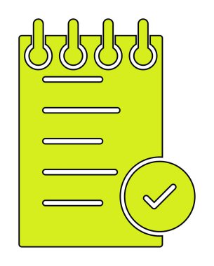 Notlar Tamamlanmış web simgesi, vektör illüstrasyonu 