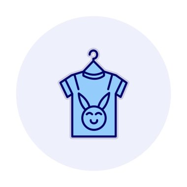 Bebek kıyafetleri ikonu, vektör çizimi. Şirin tavşan resimli tişört 