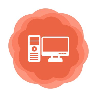 masaüstü bilgisayar simgesi tasarımı, düz işaret, vektör ve illüstrasyon