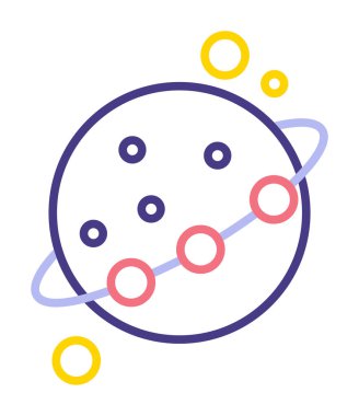 Gezegen ve vektör illüstrasyonlu uzay simgesi