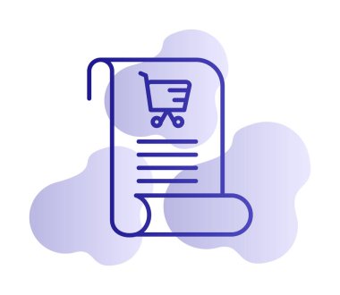 Alışveriş listesi simgesi, alışveriş arabası, vektör illüstrasyonu