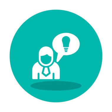 Fikri olan iş adamı, ampul ikonu vektör illüstrasyonu