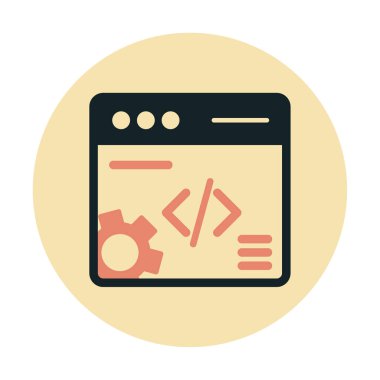Düz biçimde web geliştirme simgesi. yazılım ve web sitesi sembolleri                           