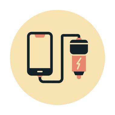 Araç telefonu şarj etme simgesi, vektör illüstrasyonu 