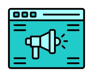 Çevrimiçi Reklam simgesi, vektör illüstrasyonu        