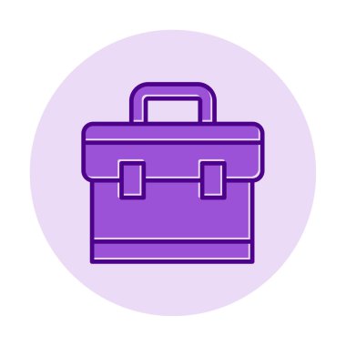 Evrak çantası vektör düz simgesi. İş durumu simgesi, bavul emojisi, vektör illüstrasyonu