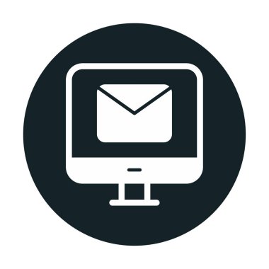 Beyaz arkaplanda bilgisayar e- posta vektör illüstrasyonu