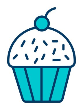 Kek renkli ikon, kek klipsi sanat, vektör illüstrasyonu